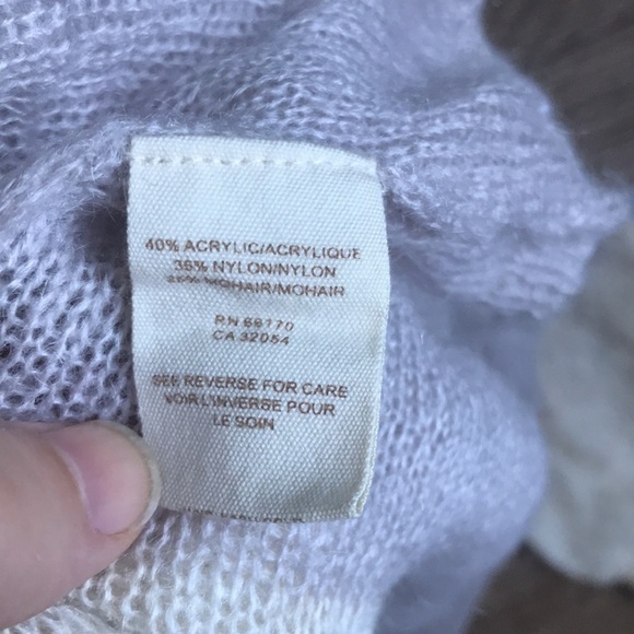Free People Pastel sheer knit sweater. Mohair blend. Lavender and cream. size S. - Picture 4 of 5